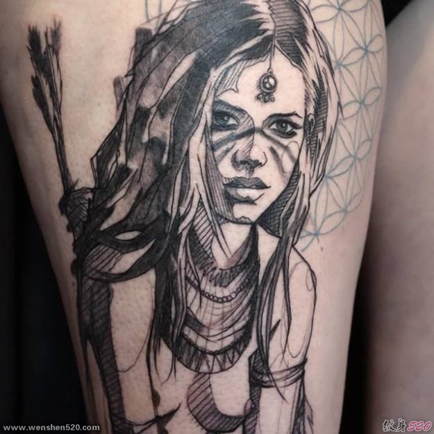 多款黑色现代纹身艺术技法素描纹身图案