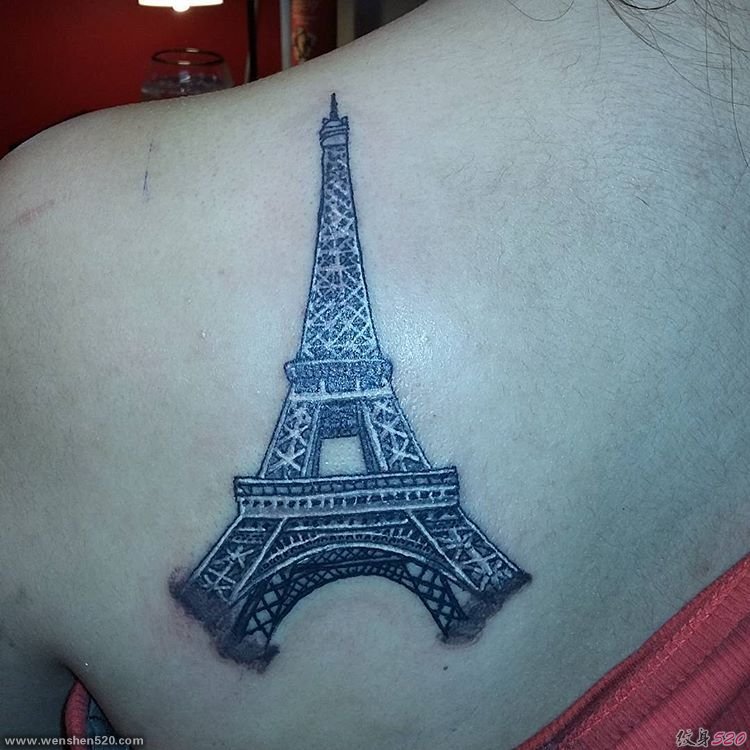 法语著名建筑艾菲尔铁塔纹身图案