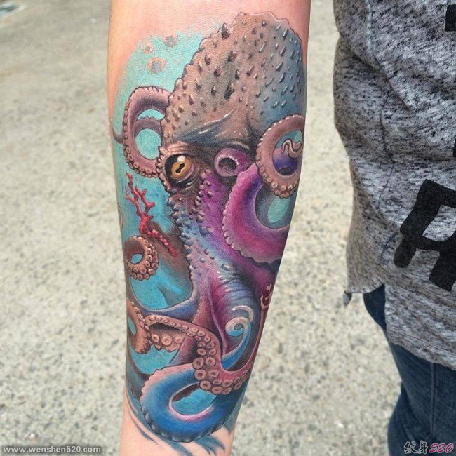 多款手臂上精致漂亮的海洋章鱼纹身图案