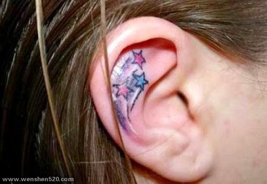 20款女孩耳朵上的小清新纹身图案