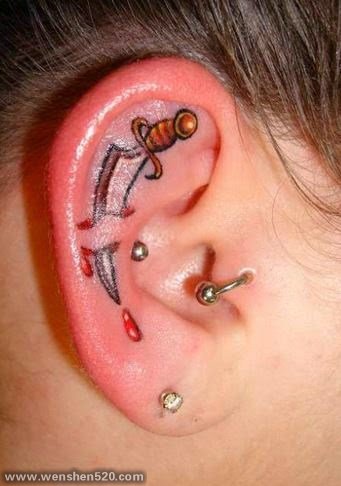 20款女孩耳朵上的小清新纹身图案