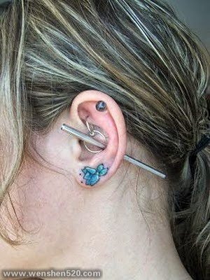 20款女孩耳朵上的小清新纹身图案
