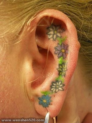 20款女孩耳朵上的小清新纹身图案