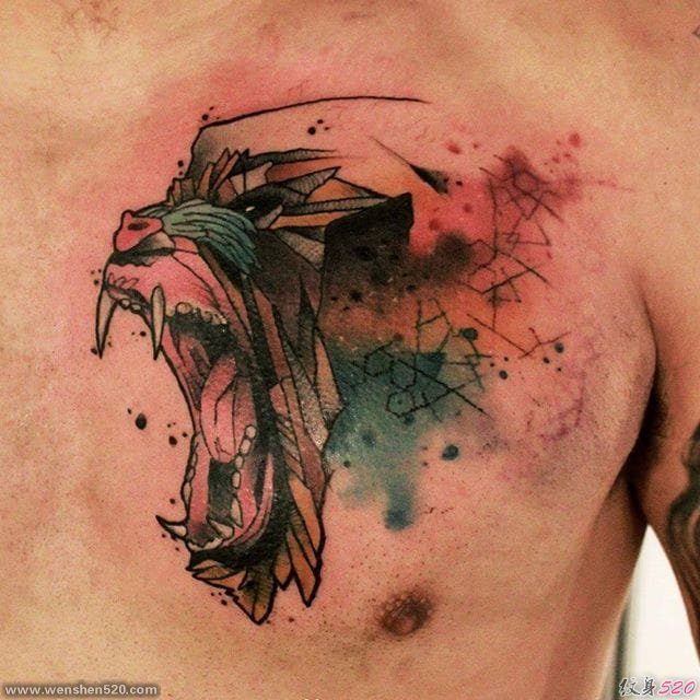 大胆的动物狒狒纹身图案