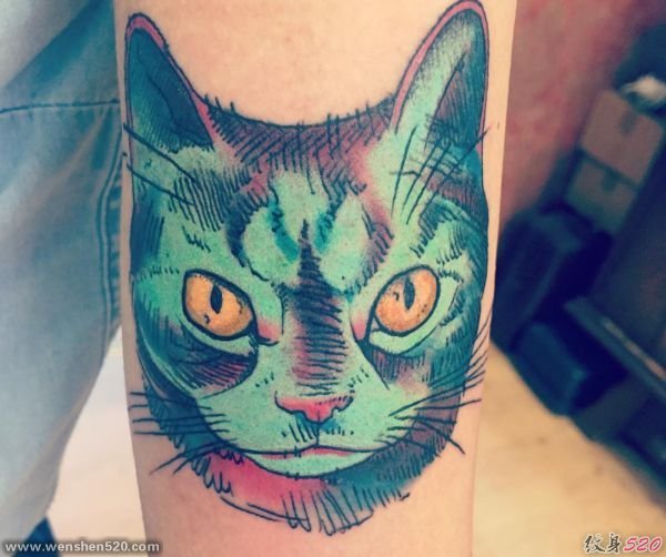 30款多种风格可爱的宠物猫纹身图案