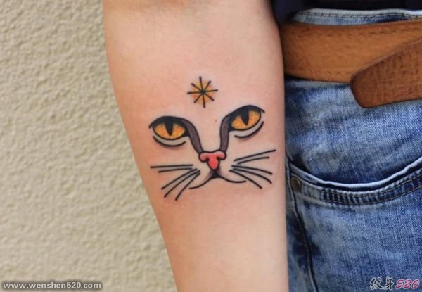 30款多种风格可爱的宠物猫纹身图案