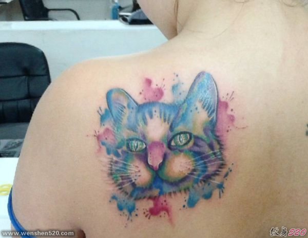 30款多种风格可爱的宠物猫纹身图案