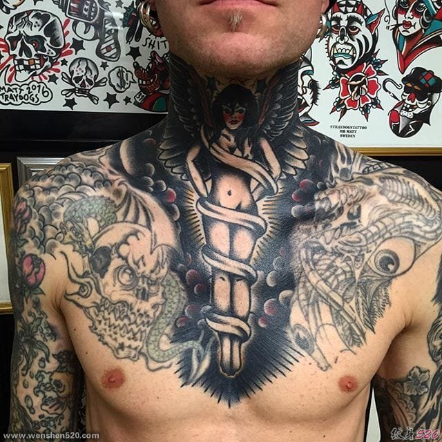 男生帅气的传统纹身图案来自纹身师马特