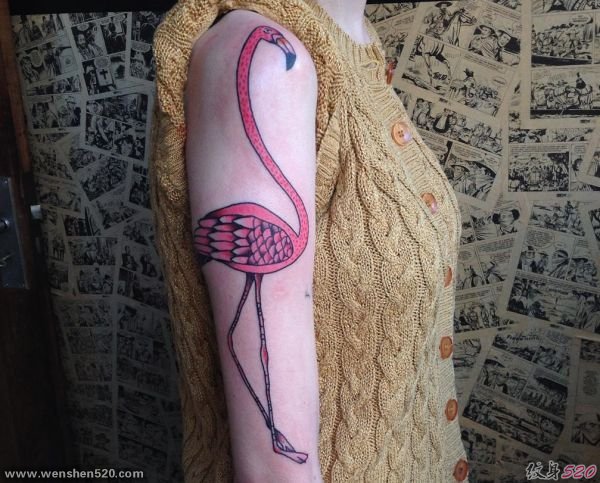 精致可爱的火烈鸟纹身图案