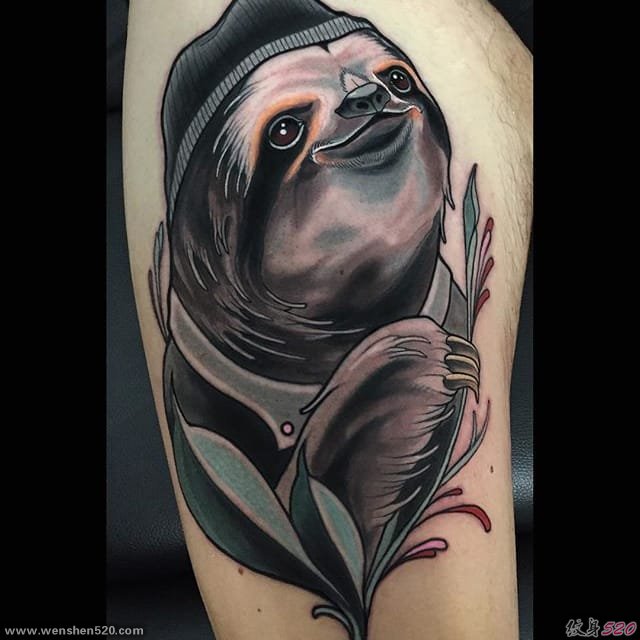 新传统风格的动物头像纹身图案来自于纹身师布莱恩