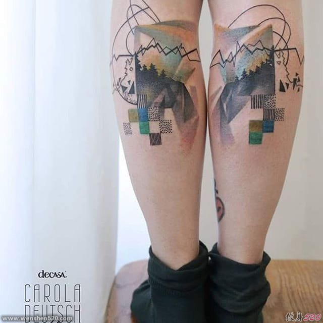 独特的水彩图形纹身图案来自于女纹身师卡罗拉