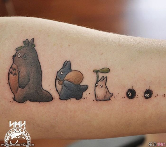 吉卜力工作室来自宫崎骏卡通电影的纹身图案