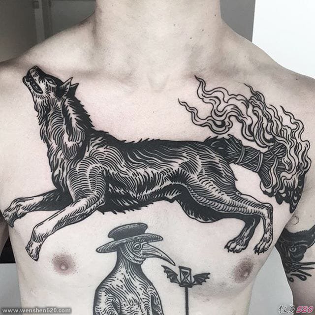10款邪恶的黑狼纹身图案