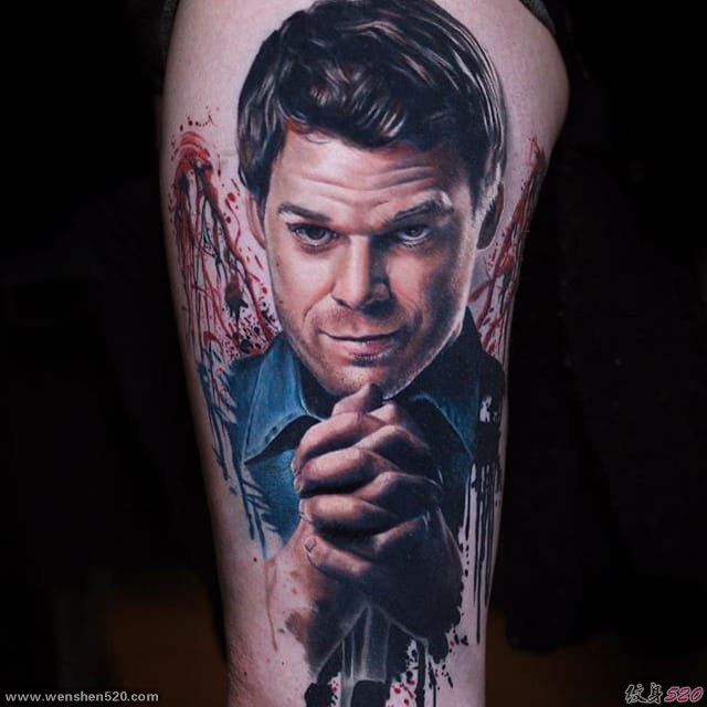漂亮的名人肖像纹身水彩纹身图案来自男纹身师卢卡
