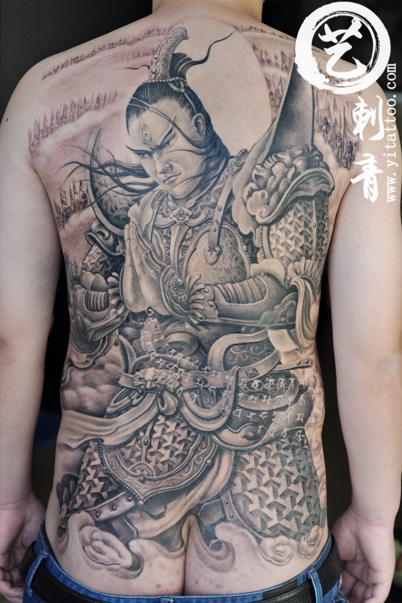 男性纹身  满背纹身  杨戬纹身  背部纹身