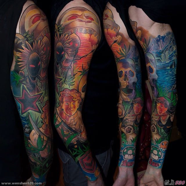 多款超精美的全彩色花臂纹身图案来自豪洛斯