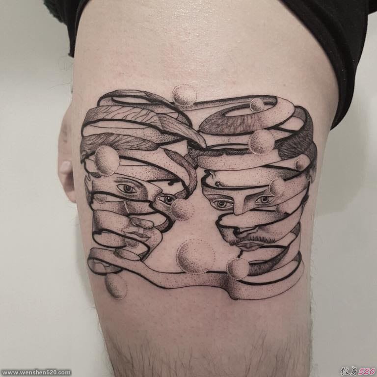 令人陶醉的细线条素描纹身图案来自纹身师杰西卡