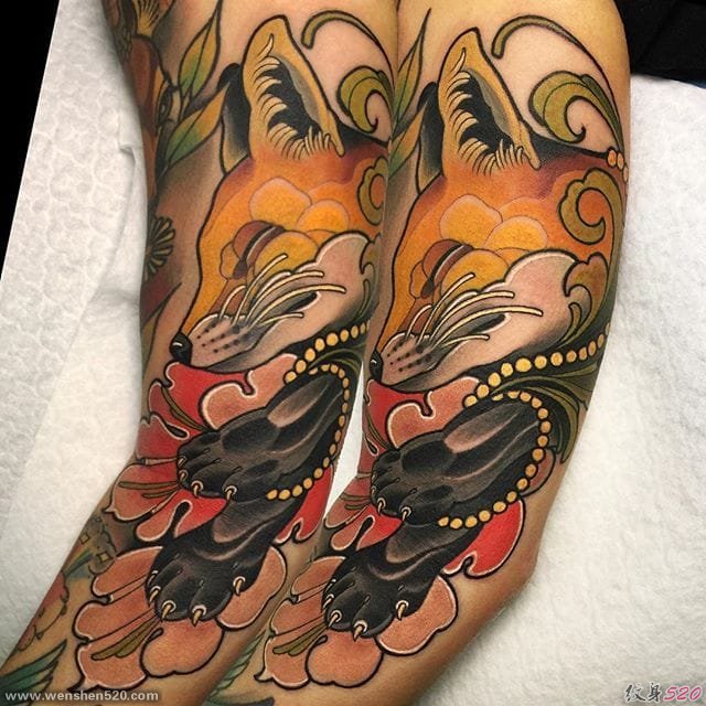 艳丽的新传统风格动物纹身图案来自于纹身师玛雅
