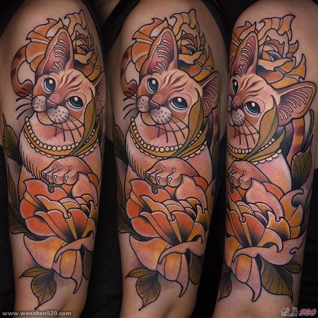 艳丽的新传统风格动物纹身图案来自于纹身师玛雅