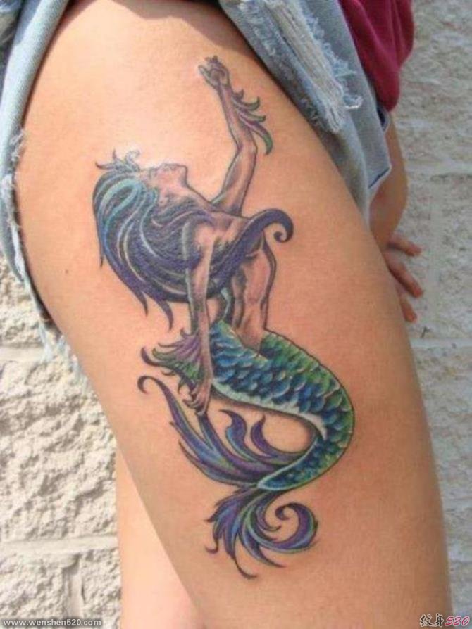 多款漂亮的美人鱼主题纹身图案