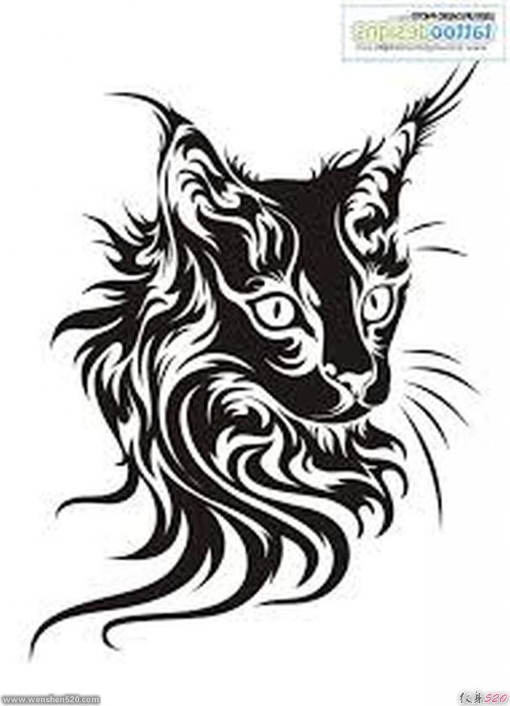 12款漂亮的黑色猫图腾纹身图案手稿素材