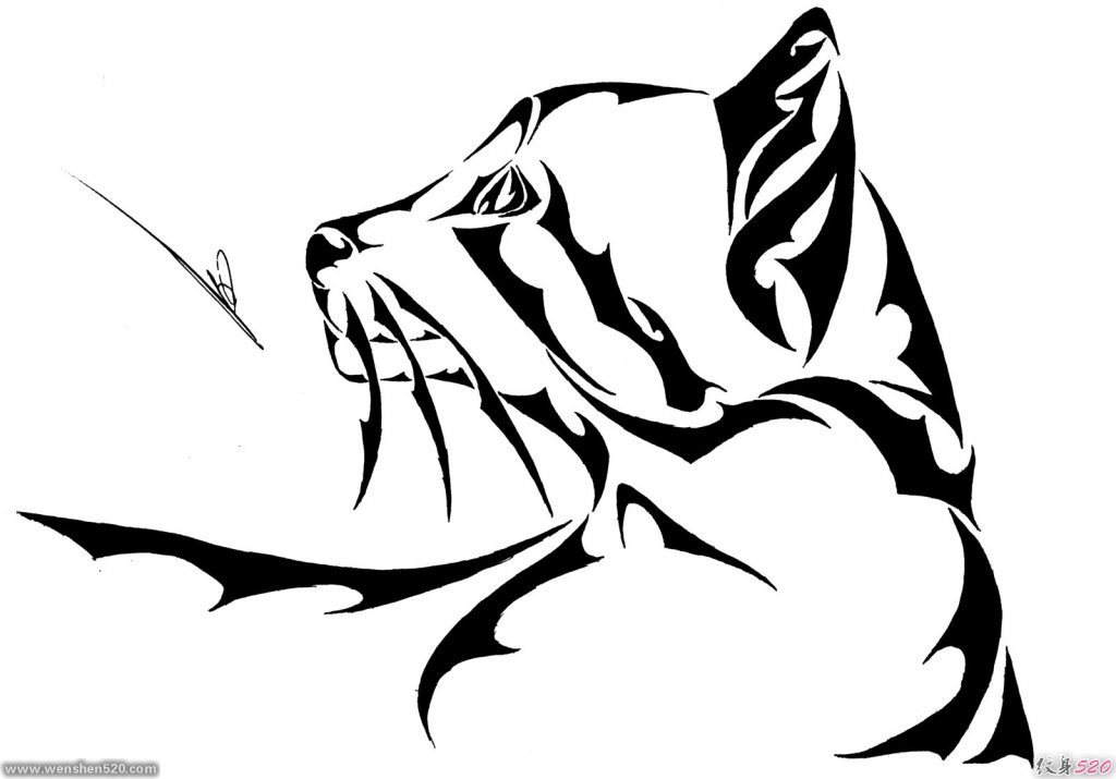 12款漂亮的黑色猫图腾纹身图案手稿素材