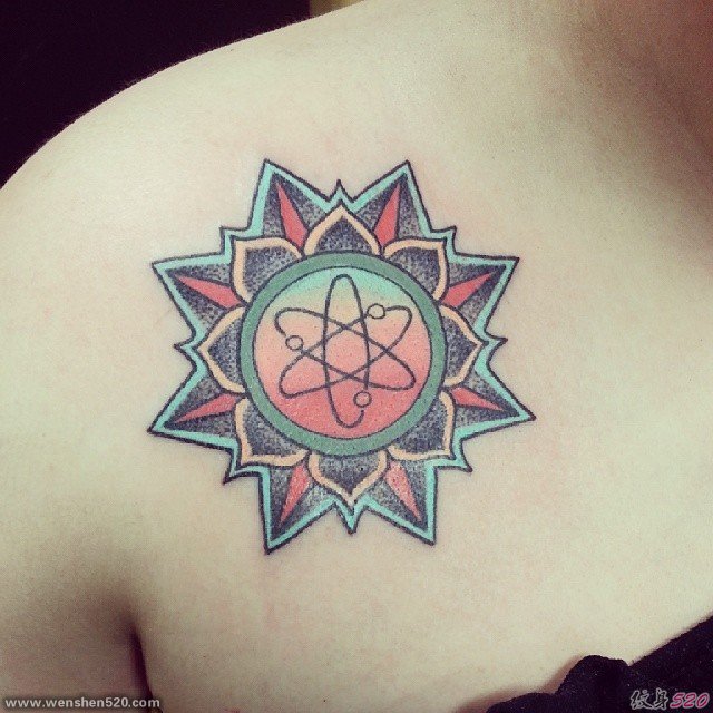 多款看起来很深奥的科学原子纹身图案