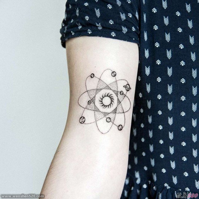 多款看起来很深奥的科学原子纹身图案