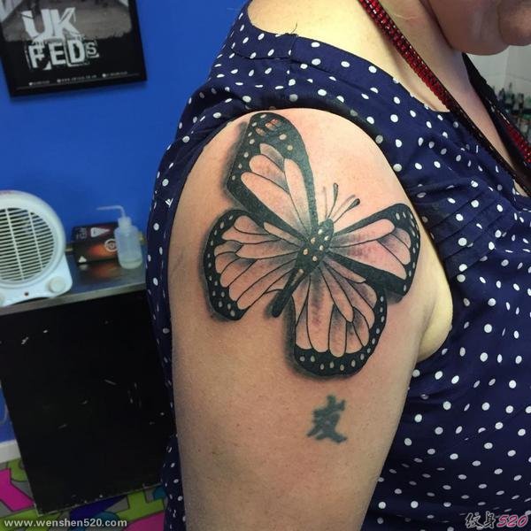 女性手臂上多款美丽的蝴蝶纹身图案