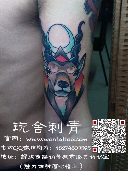 old school鹿纹身，长沙纹身店：18274803595