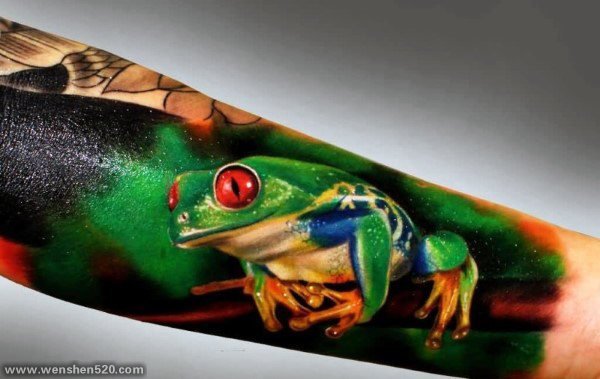 多款超逼真的现实主义风格彩色青蛙纹身图案
