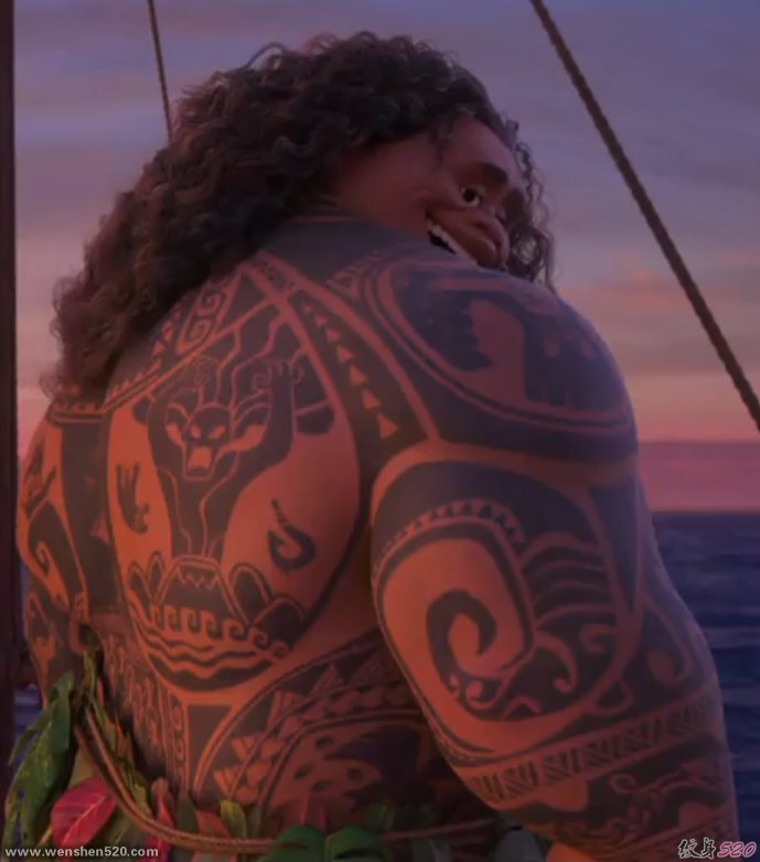 迪士尼3D电影《海洋奇缘》里的卡通人物部落图腾纹身图案