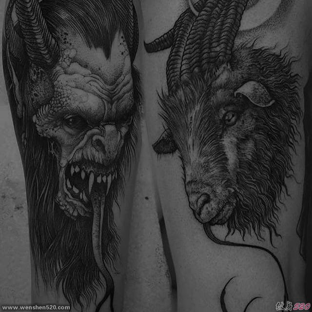 邪恶的小恶魔纹身动物黑色死亡纹身图案