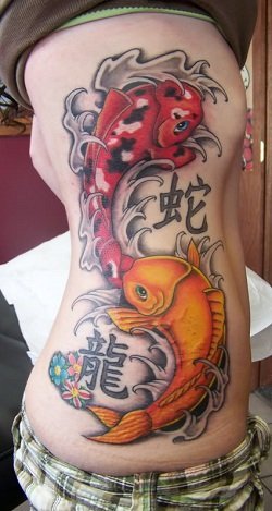 多款漂亮的全彩锦鲤纹身图案