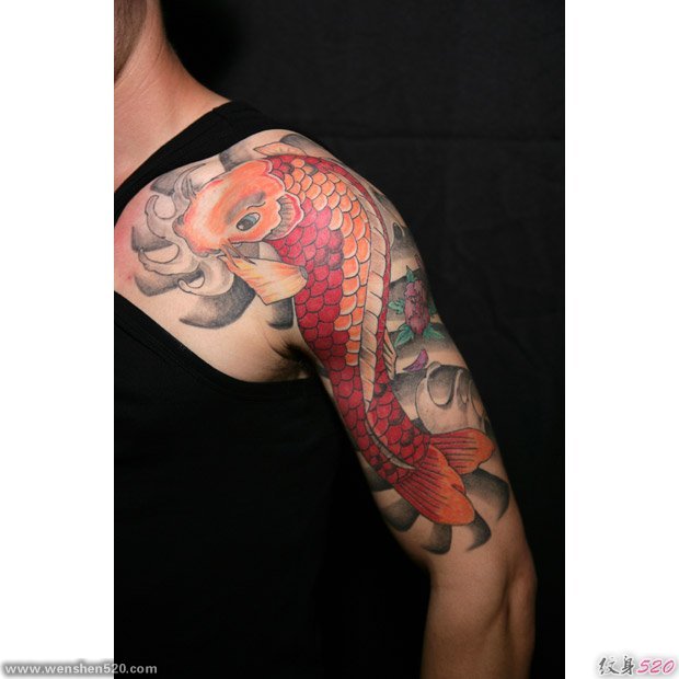 多款漂亮的全彩锦鲤纹身图案