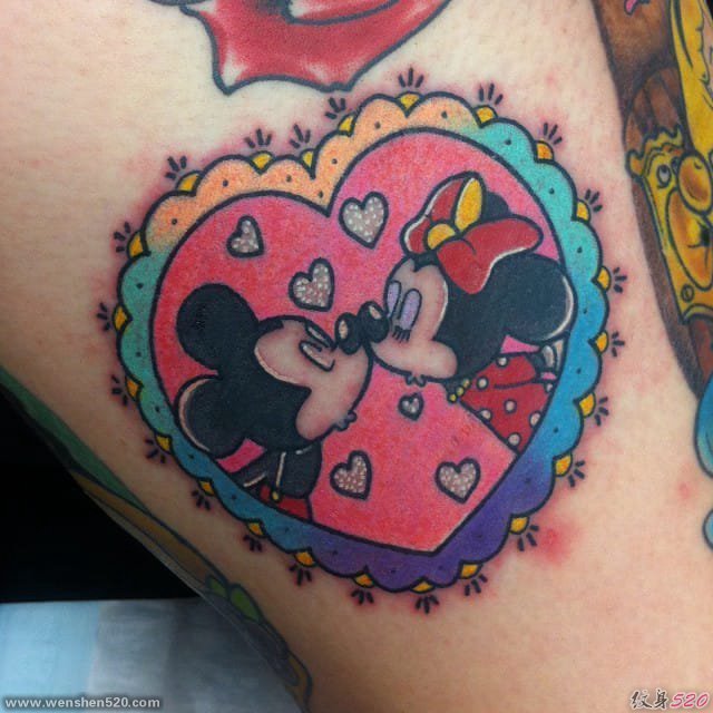 迪士尼卡通情侣头像纹身动漫人物的纹身图案