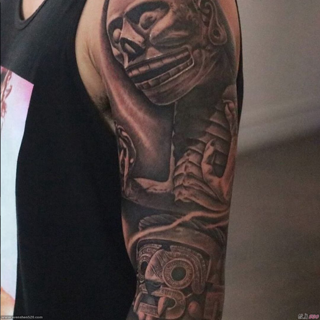 纪念死亡的神灵阿兹特克古老之神纹身神话人物纹身图案