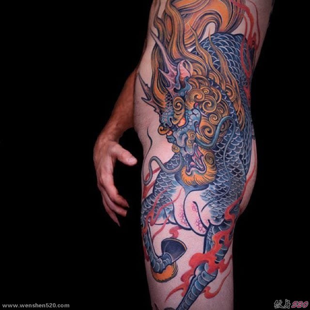 日本彩色新传统传奇人物纹身动物图案纹身 by Yushi Tattoo