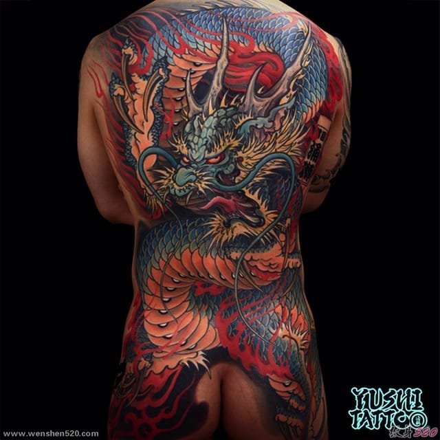 日本彩色新传统传奇人物纹身动物图案纹身 by Yushi Tattoo