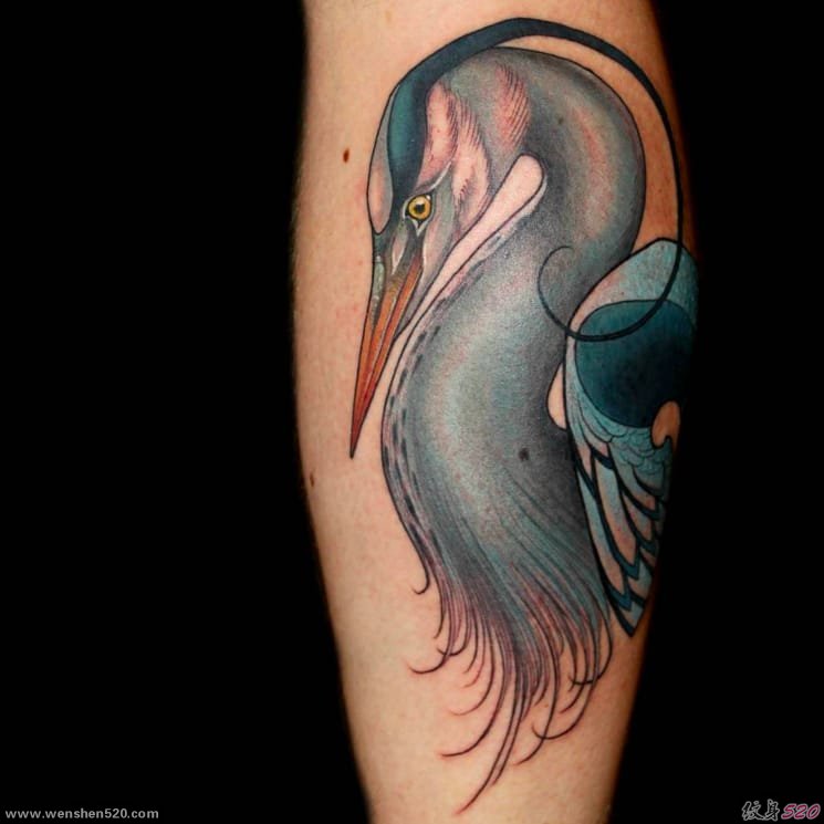彩色的水墨风格纹身动物鸟纹身图案