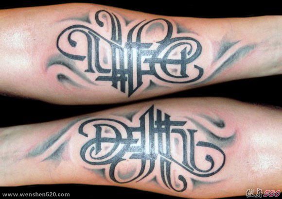 20多款帅气的花体大刻字纹身图案