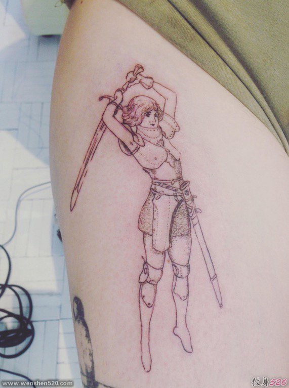 简单个性线条纹身人物勇敢的小王子纹身图案
