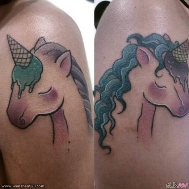 彩色的创意情侣纹身和闺蜜纹身女生可爱纹身图案