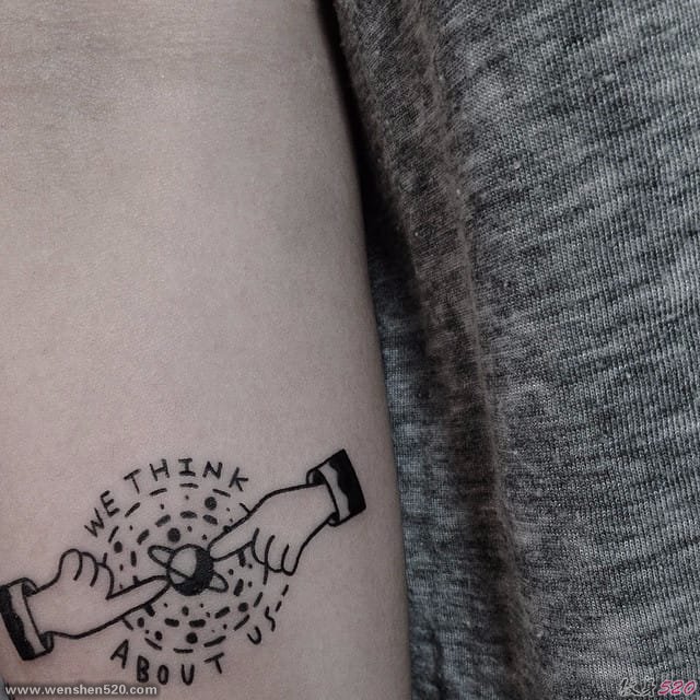 彩色女神纹身小清新风格简单个性线条纹身图案