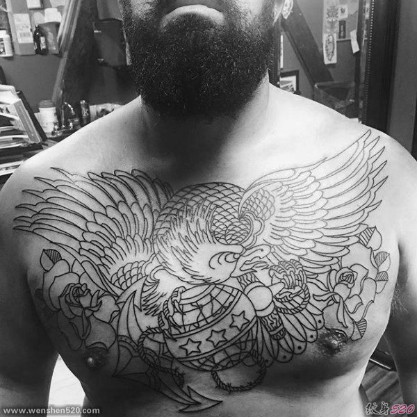 几款男性胸部上的霸气的纹身图案欣赏