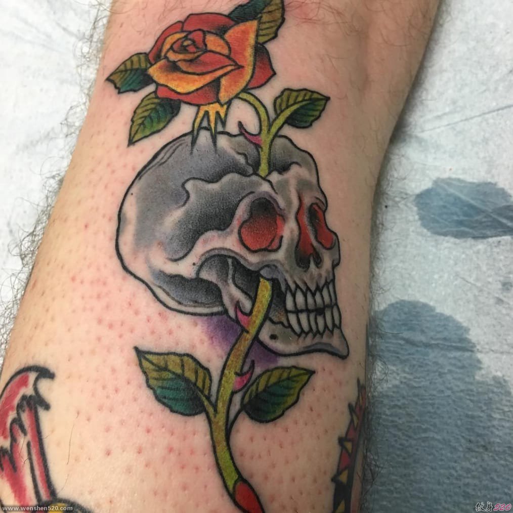 彩色的中国传统纹身动物和鬼怪纹身图案