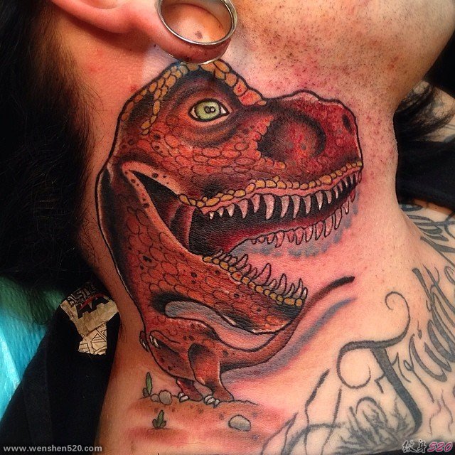 德国恐龙纹身眼镜蛇和卡通鳄鱼纹身水彩动物图案纹身