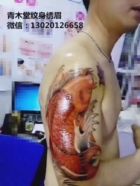 江桥两村纹身店，鲤鱼纹身图案