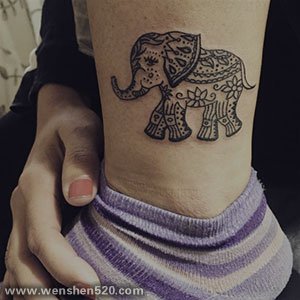 31款女神纹身小清新风格可爱的大象纹身动物图案