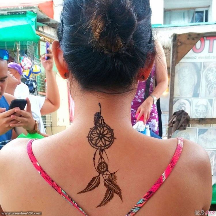 31款几何纹身点刺技巧印第安风格纹身捕梦网纹身图